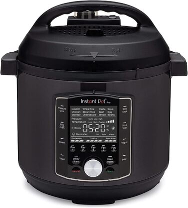 Мультиварка Instant Pot Pro 10-в-1, 5,7 л, 1200 Вт, електрична, швидковарка, рисоварка, пароварка, для йогурту, стерилізатор, Sous Vide, чорна нержавійка