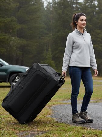Дорожня сумка на колесах REDOLZ XXL Jumbo (90 см), розширювана сумка для подорожей великого розміру, чорна