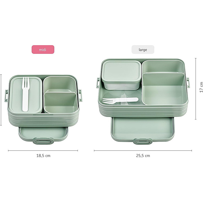 Ланчбокс Mepal Lunch to go Set з контейнером Lunchpot, великий бенто-бокс з відділеннями для дорослих, Old Nordic Blue, Medium