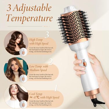 Набір професійних фенів-щіток 3-в-1 Air Styler Whitegold: фен, щітка для волосся, випрямляч