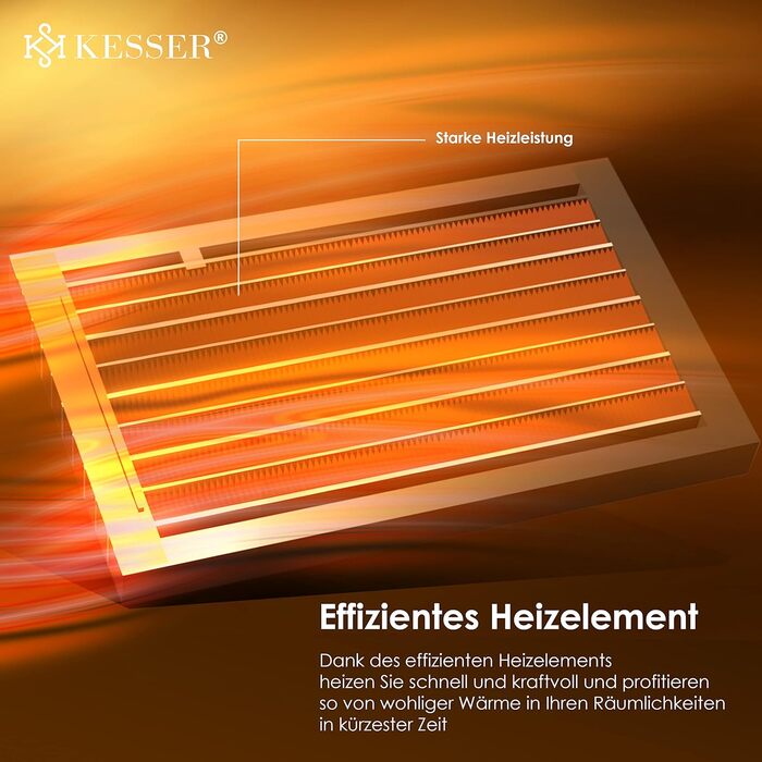 Обігрівач KESSER® 2000W з пультом керування, тихий, енергозберігаючий, керамічний, з осциляцією 80°, таймером 24 год, білий