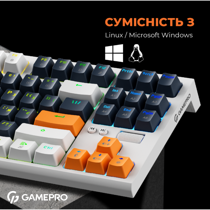 Дротова механічна клавіатура GamePro MK180W (Red) з Hot-Swap RGB White