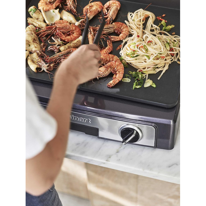 Електричний гриль-планча Cuisinart XL для дому, антипригарна знімна плита, 2-зонне регулювання температури до 260°C, гриль і гриль-гріддл для розваг, Teppanyaki