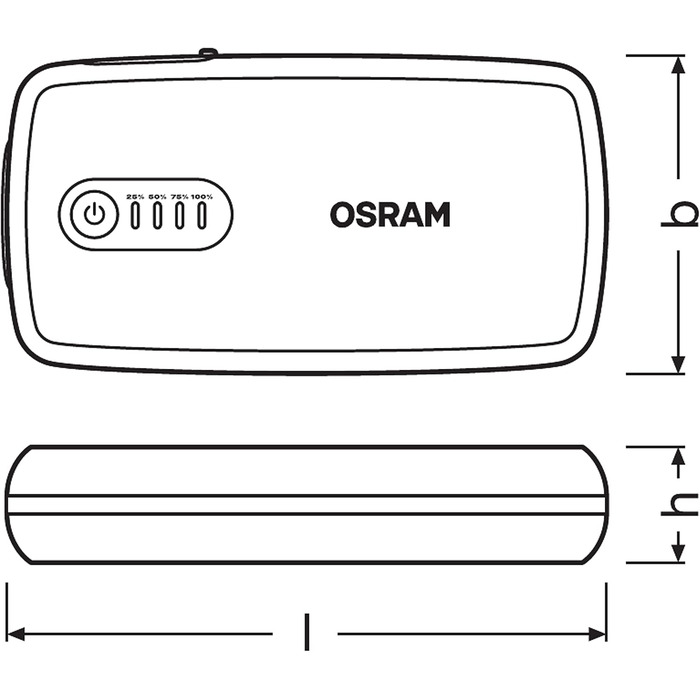 Osram BATTERYstart 400: Літієвий пусковий пристрій 2000A 12V з Powerbank, для бензинових та дизельних двигунів до 8L/4L, 16800mAh