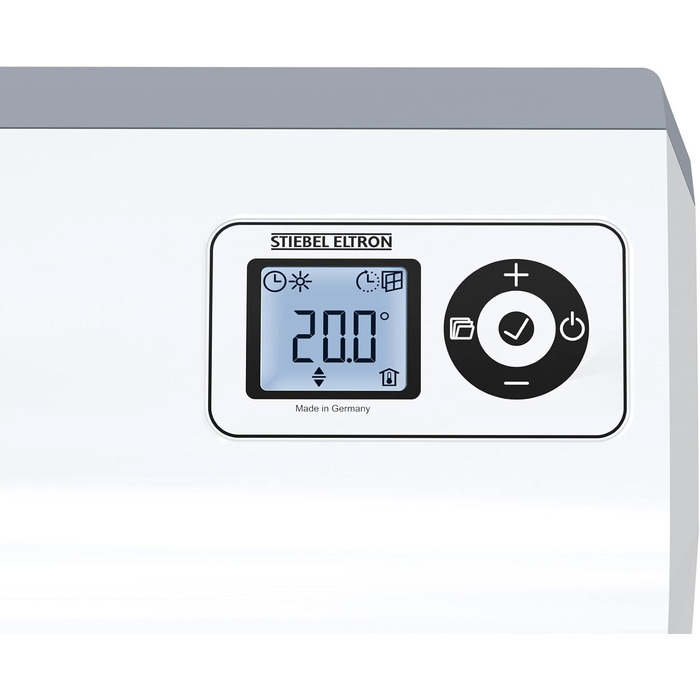Керамічний електрообігрівач STIEBEL ELTRON CK 20 Trend LCD 2 кВт, енергоощадний, для ванної кімнати, 25 м², тижневий таймер, LCD-дисплей, TÜV, Німеччина