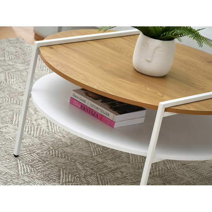 Журнальний стіл Mebel-Partner круглий, 80 x 80 x 45 см, білий дуб