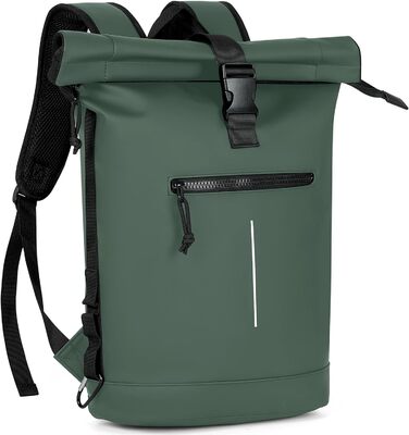 Водонепроникний рюкзак Lekeinchi Rolltop для ноутбука 17'' – зелений, універсальний для жінок і чоловіків, з відділенням для ноутбука, стильний міський рюкзак для подорожей, навчання, роботи та велосипеда