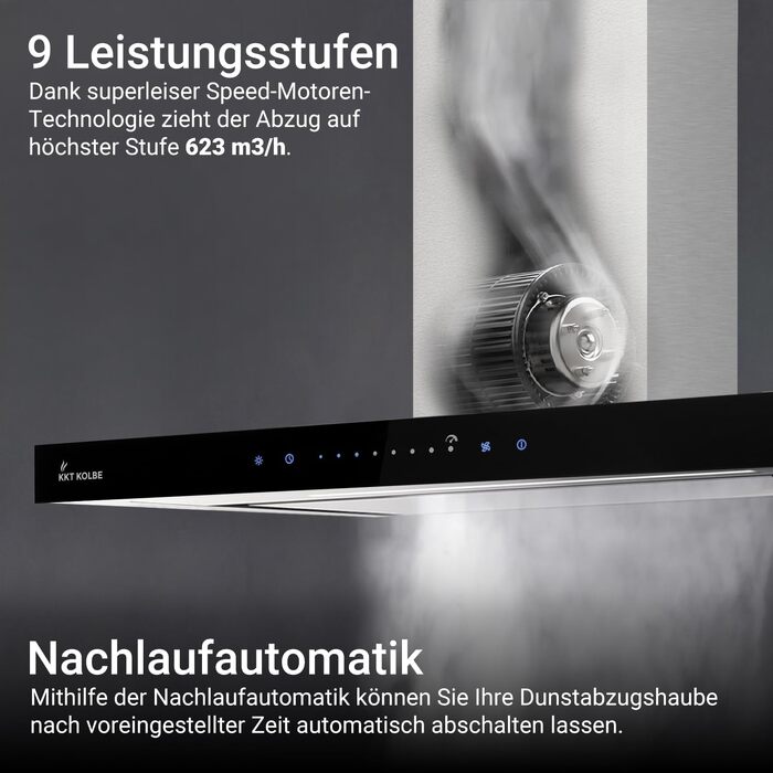 Витяжка для кухні KKT KOLBE FLAT6006ED 60 см, сталь та чорне скло, з WLAN, сенсорним керуванням та режимами відводу/рециркуляції повітря