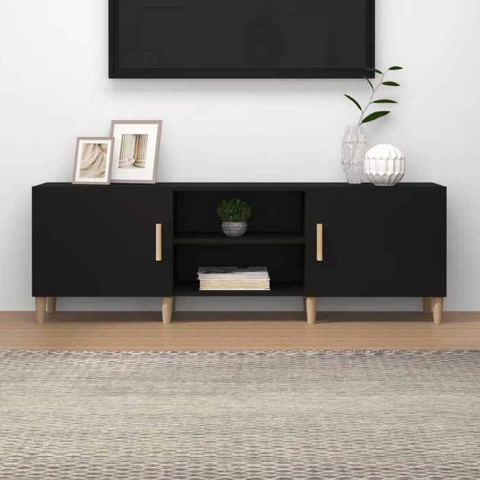 TV-тумба vidaXL чорна 150x30x50 см, деревостружкова, для вітальні, телевізійна підставка, меблі для Hi-Fi апаратури
