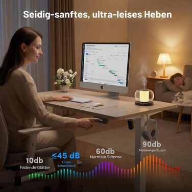 Регульований по висоті письмовий стіл FEZIBO 140x70 см з USB-C та USB-A портами, колір дуб