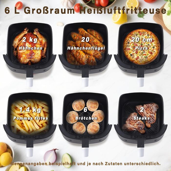 Аерофритюрниця Citybee XXL 10л (5л+5л) з двома камерами та вікном, Dual Zone Airfryer, 2200W, сенсорне керування, таймер 24г, чорна