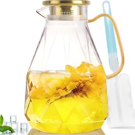Скляна карафа Yirilan 2.2 л з кришкою, 74 унції, для води, скляна банка, глечик для води, скляний глечик