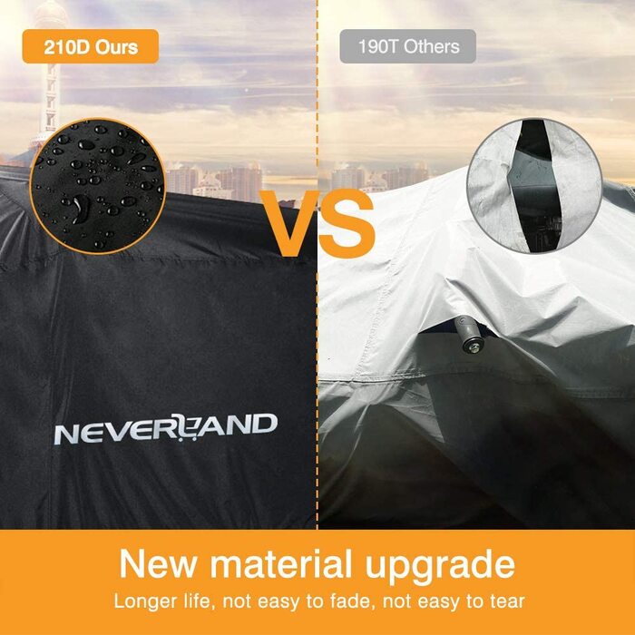 Чохол для квадроцикла XXXL NEVERLAND, водонепроникний, UV-захист, з фосфоресценцією, 256x110x120 см, чорний
