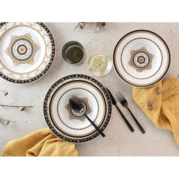 Сервіз столовий Creatable Majestosa, 12 предметів, порцеляна, чорний, багатобарвний, 31x30x24 см