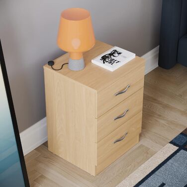 Тумба приліжкова Vida Designs з сосни, 3 шухляди, металеві ручки та напрямні