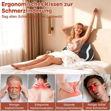 Подушка для шиї з піни Memory Foam - ортопедична подушка для сну на боці, спині та животі (чорна)