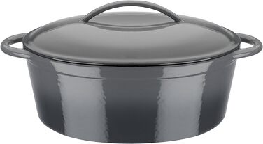 Овальний жаровий посуд GSW Grey Shadow, чавун, сірий/кремовий, 33x25 см