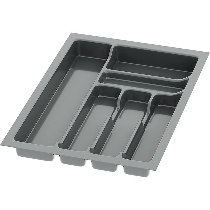Лоток для столових приборів Sossai Divio, антрацит, 33x49 см, 6 відділень, для шухляд 40 см, підрізний органайзер