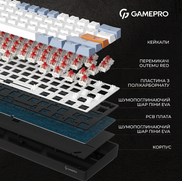 Дротова механічна клавіатура GamePro MK130R (Red) з Hot-Swap RGB Black