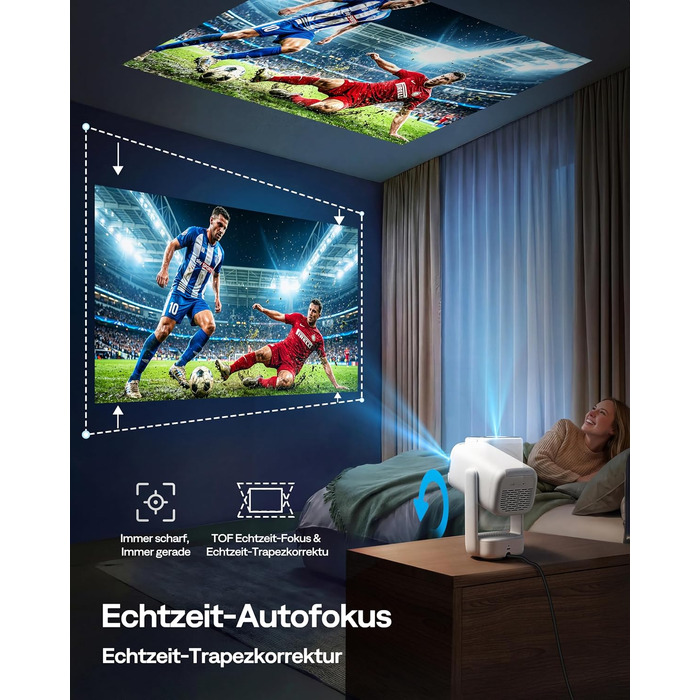 Проектор Aurzen D1 Air Smart: 1080P, 4K, HDR10, Dolby Audio, Netflix, USB-C, Автофокус, Компактний
