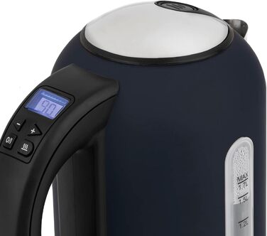 Електричний чайник H.Koenig BOE56, 2200 Вт, 1,7 л, 360° база, LCD, темно-синій матовий