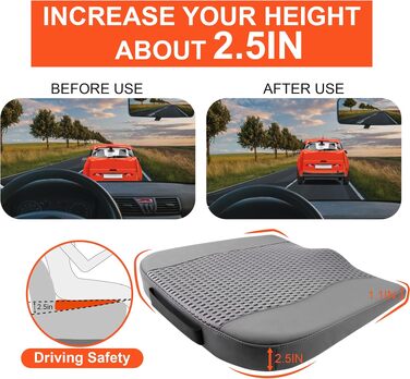 Автомобільна подушка Lofty Aim з Memory Foam для водія: підтримка спини, зняття болю при ішіасі, дихаючий чохол з PU-шкіри (сірий)