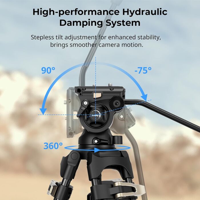 Відеоштатив SMALLRIG AD-01S, 74'', з флюїдною головкою, швидкознімна плита, до 6 кг для DSLR, відеокамер, фотоапаратів