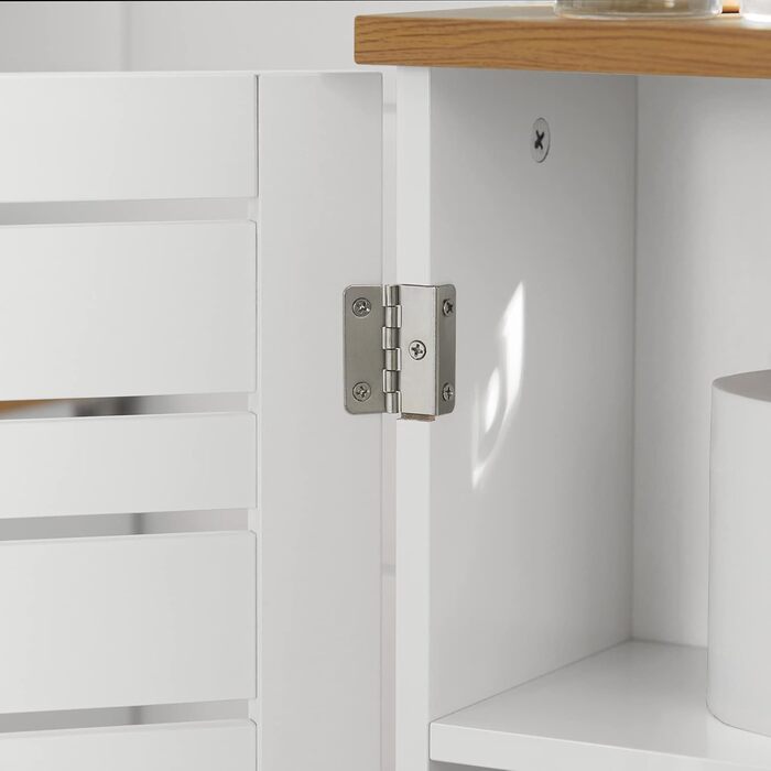 SoBuy BZR85-W підлогова шафа для ванної, тримач для туалетного паперу, білий/натуральний, 20x75x18 см – органайзер для зберігання, туалетна шафа, меблі для ванної кімнати