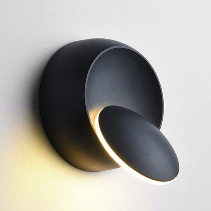 Сучасний настінний світильник LED Eclipse, креативна настінна лампа, тепле біле світло, 2 в 1, стельова LED лампа 5W, чорний метал, для спальні, вітальні, коридору