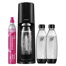 Сифон для газування води SodaStream TERRA Family Pack: 3 пляшки по 1л та циліндр CO2, чорний