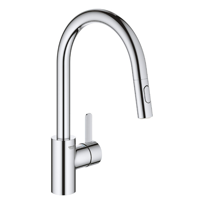 Змішувач кухонний GROHE Eurosmart Cosmopolitan з висувним душем, високий вилив, поворотний на 360°, економія води, хром (31481001)