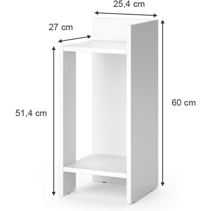Журнальний стіл Vicco Kian білий 25x60 см, для вітальні, компактний