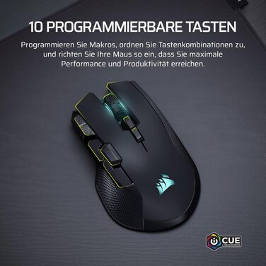 Бездротова ігрова миша Corsair IRONCLAW Wireless SE (2026) чорна: 26,000 DPI, ергономічний дизайн для великих долонь, 10 програмованих кнопок, для MOBA, FPS, MMO