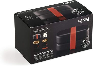 Герметичний ланчбокс Lékué для їжі, поліпропілен, чорний, 19x10x11 см, без столових приборів