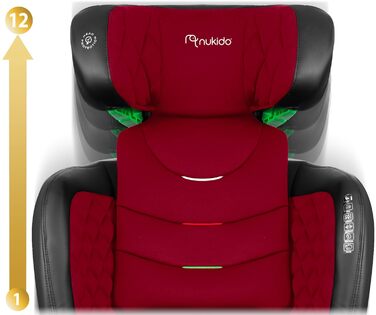 Автокрісло Nukido 15-36 кг для дітей 4-12 років ISOFIX, регулювання підголівника та нахилу, Louis (Червоний)