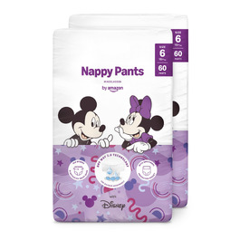 Підгузки-трусики Disney від Amazon, розмір 6 (15+ кг), 120 шт (2 упаковки по 60 шт), білі, місячний запас