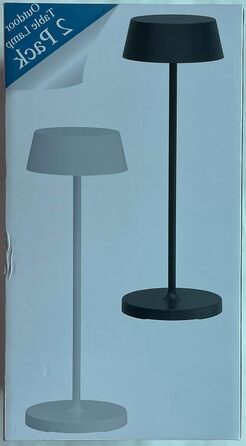 Klighten Диммовані LED акумуляторні настільні лампи, 2 шт, алюмінієві, сенсорне керування, IP54, для спальні та ресторану, тепле світло 3000K, антрацит, USB зарядка