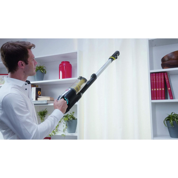 Акумуляторний пилосос Hoover з турбощіткою для шерсті тварин, змінні валики для універсальної та делікатної підлоги, до 30 хв роботи, без мішка, самостійне стояння, легкий і компактний [HF522NPW]
