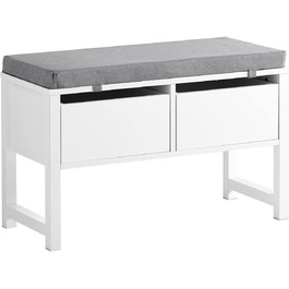 Біла лавка з місцем для зберігання SoBuy FSR88-W, 2 шухляди, для передпокою та спальні, макс. навантаження 150 кг, 72x46x30 см