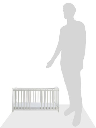 Дитяче ліжечко roba Little Stars 70x140 см, дерев'яне, біле, з текстильним комплектом у зірках, регульоване, трансформер