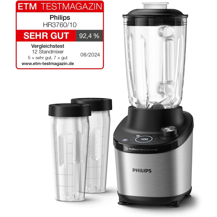 Блендер Philips Series 7000 ProBlend Ultra 1500 Вт, 2 л, для смузі та супів, керований додатком HomeID, HR3760/10