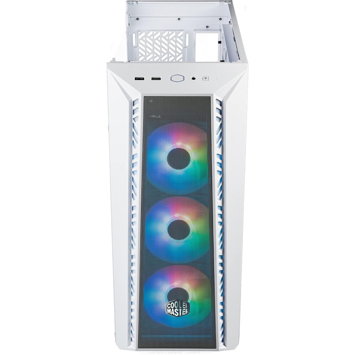 Корпус для ПК Cooler Master MasterBox 520 Mesh, Mid-Tower ATX, 3 встановлені вентилятори, кілька варіантів охолодження, сітчаста передня панель, бічна панель із загартованого скла, ARGB-контролер, білий