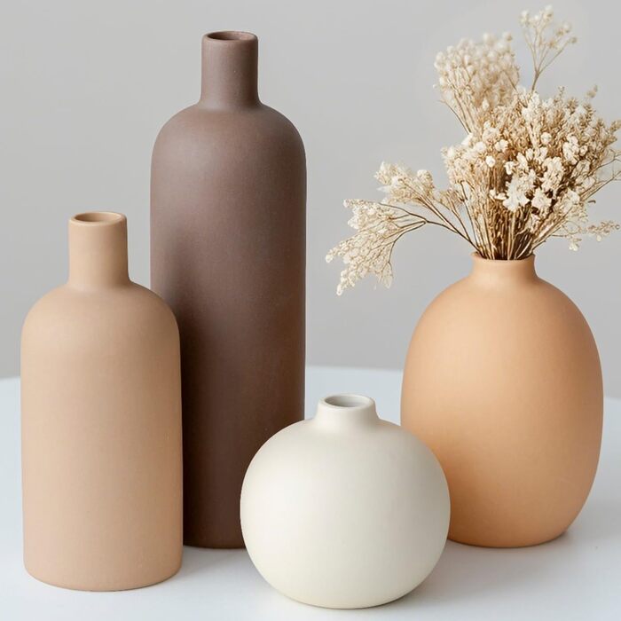 Набір ваз Moderne, 4 шт., кераміка, кольори Morandi, скандинавський стиль, декор для столу, нейтральний бохо