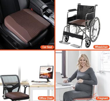 Автомобільна подушка Lofty Aim з Memory Foam для водія: підтримка спини, зняття болю (ішіас), для автокрісла, офісного крісла, інвалідного візка. PU-шкіра, 4D Mesh, коричнева