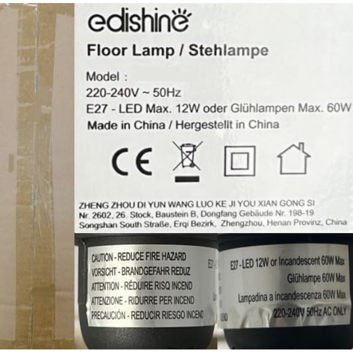 Торшер EDISHINE з диммером, тринога з дерева, дистанційне керування, LED E27, таймер, 3 кольори світла, льняний абажур, вінтажний стиль, для вітальні