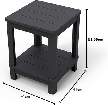 Стіл Allibert by Keter Deluxe для саду, балкону, тераси, кемпінгу, пластиковий, 41x41x52 см, стійкий до погодних умов, компактний