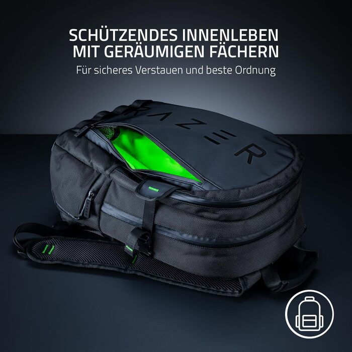 Ігровий рюкзак Razer Rogue V3 для ноутбука до 17.3 дюймів, зносостійкий поліестер, чорний