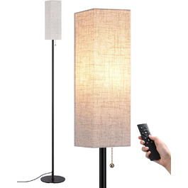 Торшер EDISHINE LED для вітальні, димований, E27, лампа для читання з лляним абажуром і пультом, підлоговий світильник з 3 режимами кольору, вінтажний для спальні, чорний