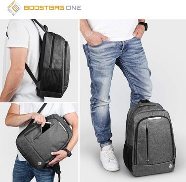 Міський рюкзак BoostBag One для ноутбука 15,6'', планшета та телефону, сірий – ідеальний для школи, роботи, навчання