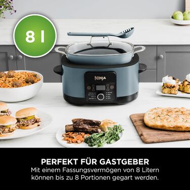 Ninja Foodi PossibleCooker (8 л), Цифрова мультиварка та повільноварка 8-в-1 з каструлею, вставкою для пароварки, ложкою та скляною кришкою, Мультиварка, приготування на парі, смаження, випікання, 8 порцій